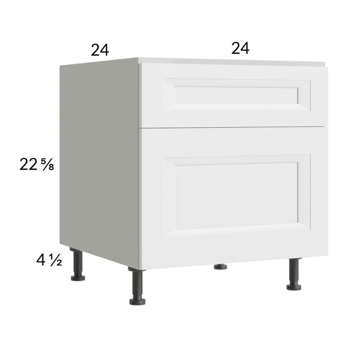 RTA Harbor White 24" 2-Drawer Desk Base Cabinet