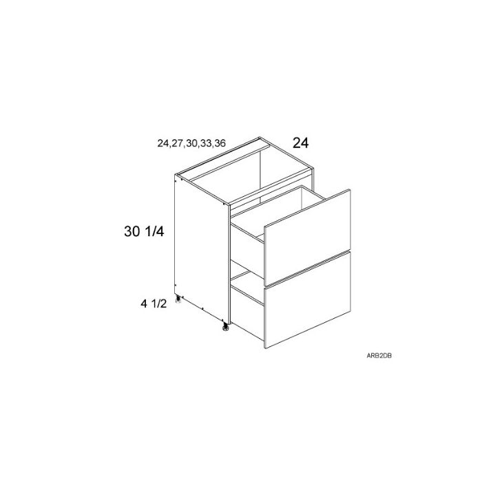 RTA Harbor White 24" 2-Drawer Range Base Cabinet