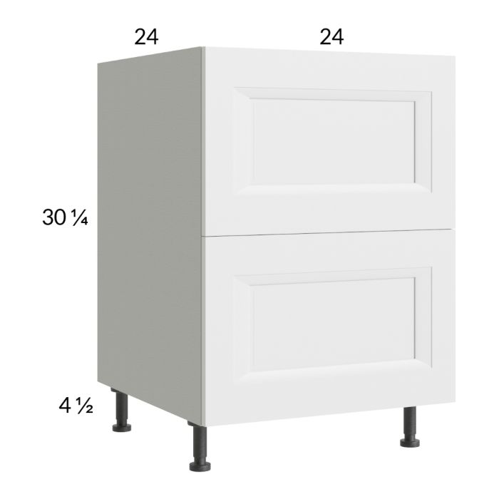 RTA Harbor White 24" 2-Drawer Range Base Cabinet with 2 Finished End Panels