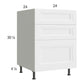 RTA Harbor White 24" 3-Drawer Base Cabinet with 1 Finished End Panel