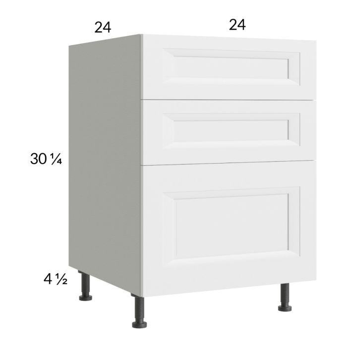 RTA Harbor White 24" 3-Drawer Base Cabinet with 2 Finished Panels