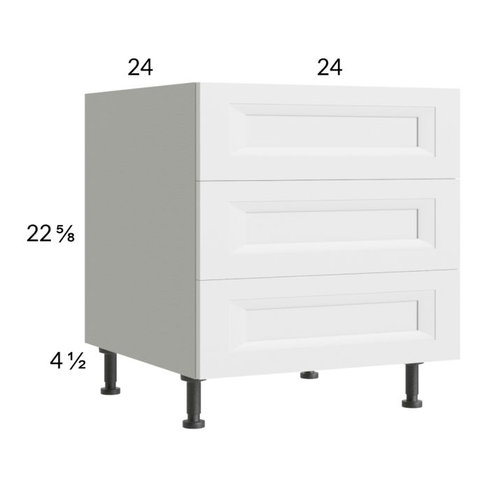 RTA Harbor White 24" 3-Drawer Desk Base Cabinet with 2 Finished End Panels