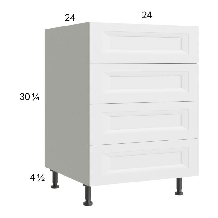 RTA Harbor White 24" 3-Drawer Range Base Cabinet with 1 False Drawer Front