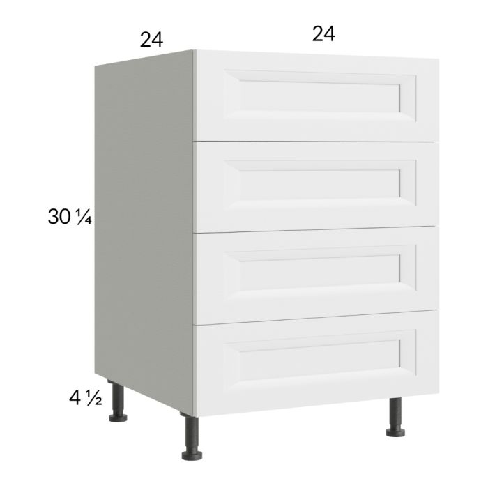 RTA Harbor White 24" 4-Drawer Base Cabinet