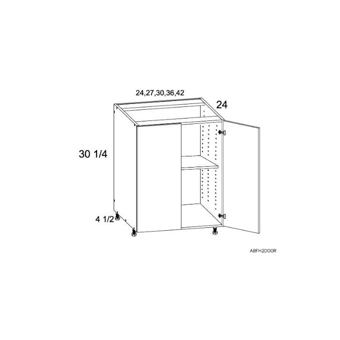 RTA Harbor White 24" Full Height Door Base Cabinet with 1 Finished End Panel