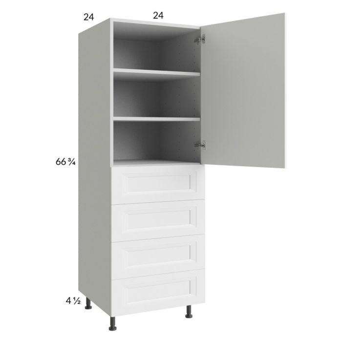 RTA Harbor White 24" x 71-1/4" Utility Cabinet with 1 Door and 4 Drawers