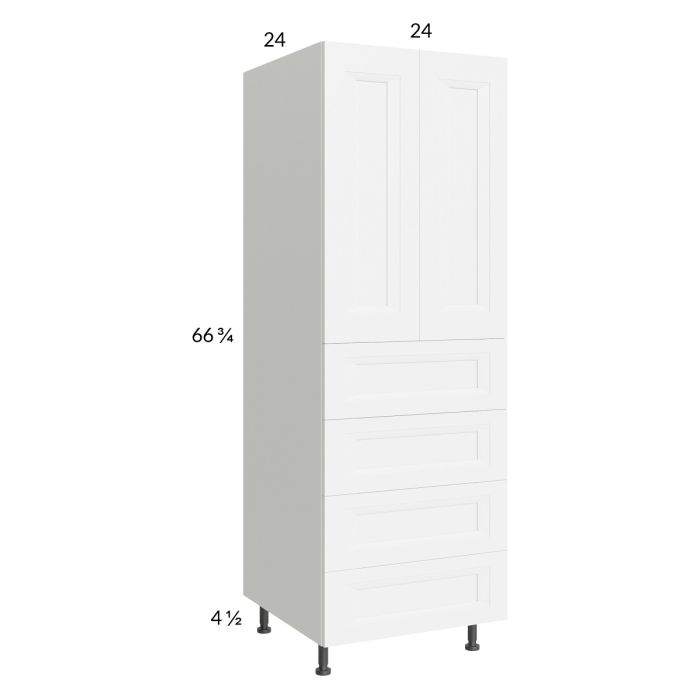 RTA Harbor White 24" x 71-1/4" Utility Cabinet with 2 Doors and 4 Drawers with 2 Finished End Panels