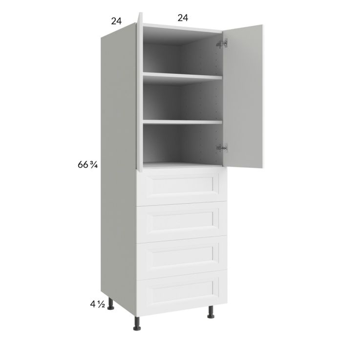 RTA Harbor White 24" x 71-1/4" Utility Cabinet with 2 Doors and 4 Drawers with 2 Finished End Panels