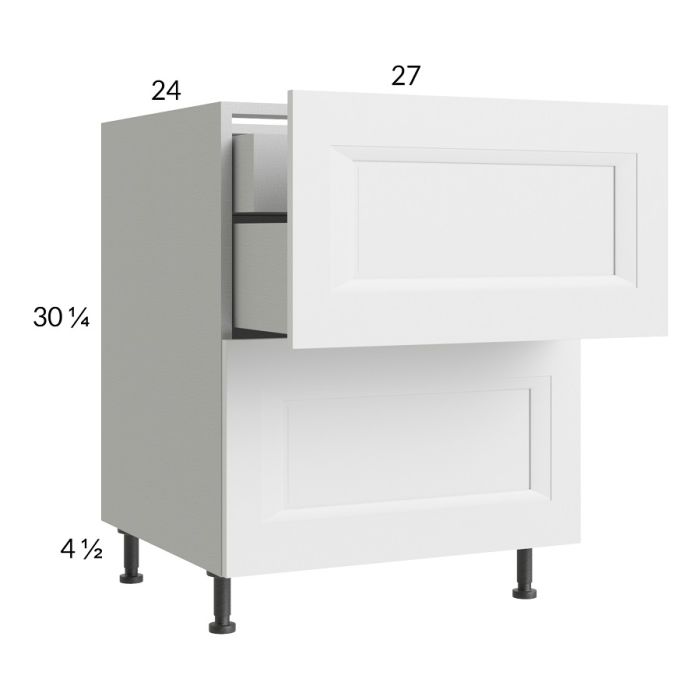 RTA Harbor White 27" 2-Drawer Base Cabinet with 1 Inner Drawer