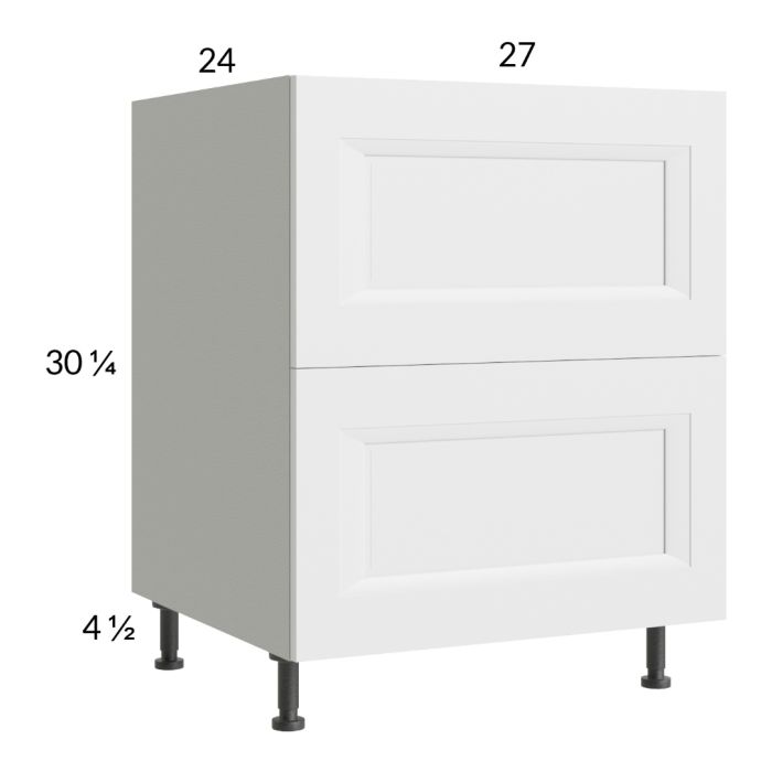 RTA Harbor White 27" 2-Drawer Range Base Cabinet with 2 Finished End Panels