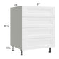 RTA Harbor White 27" 3-Drawer Range Base Cabinet with 1 False Drawer Front