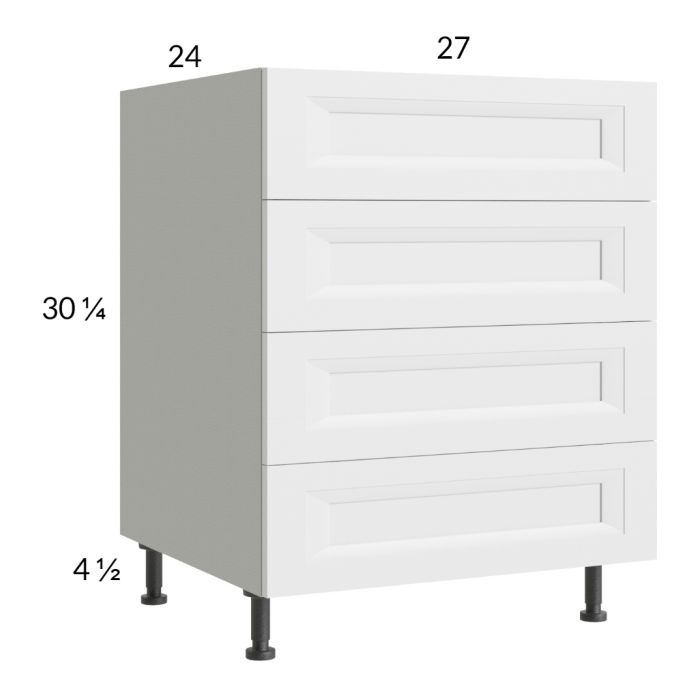 RTA Harbor White 27" 3-Drawer Range Base Cabinet with 1 False Drawer Front