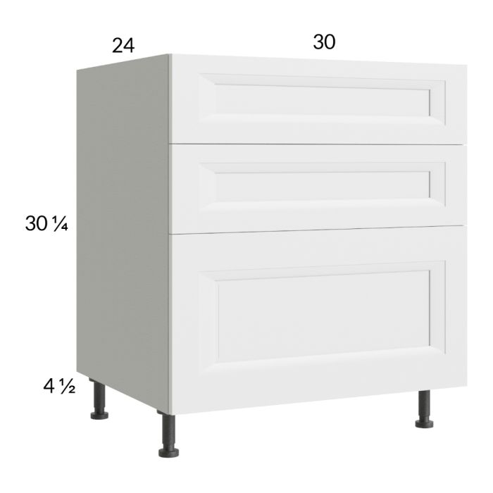 RTA Harbor White 30" 2-Drawer Range Base Cabinet with 1 False Drawer Front