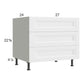 RTA Harbor White 30" 3-Drawer Desk Base Cabinet with 2 Finished End Panels