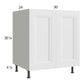 RTA Harbor White 30" Full Height Door Base Cabinet with 1 Finished End Panel