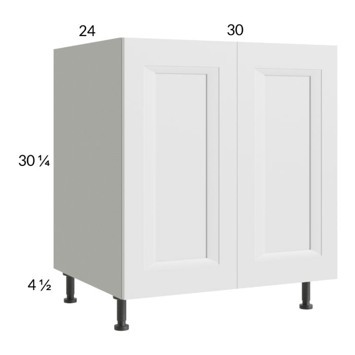 RTA Harbor White 30" Full Height Door Base Cabinet with 1 Finished End Panel