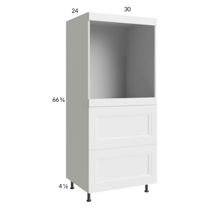RTA Harbor White 30" x 71-1/4" Single Oven Cabinet with 2 Drawers and 1 Inner Drawer with 1 Finished End Panel