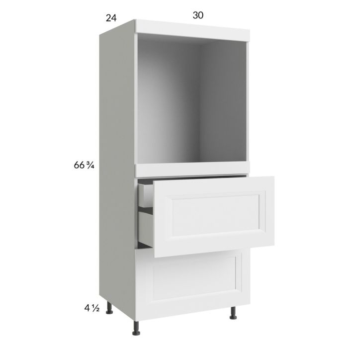 RTA Harbor White 30" x 71-1/4" Single Oven Cabinet with 2 Drawers and 1 Inner Drawer