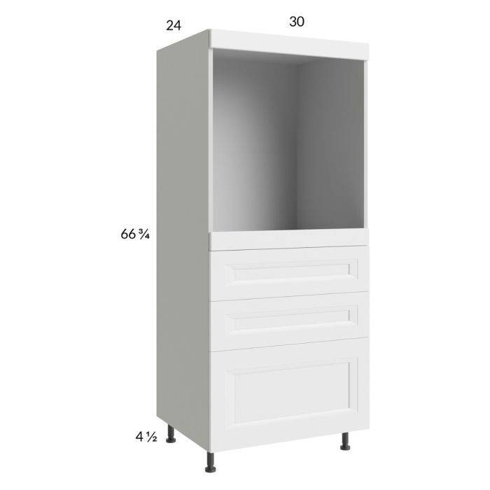 RTA Harbor White 30" x 71-1/4" Single Oven Cabinet with 3 Drawers with 2 Finished End Panels