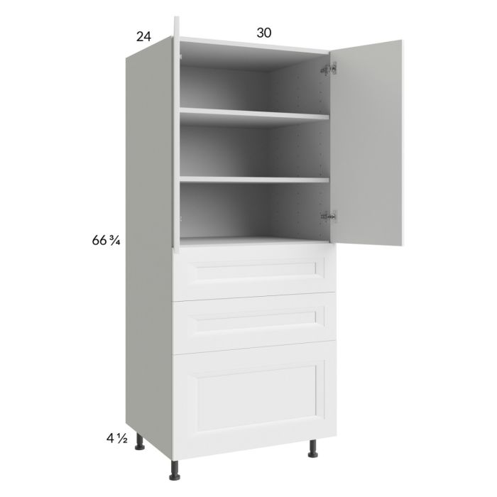 RTA Harbor White 30" x 71-1/4" Utility Cabinet with 2 Doors and 3 Drawers with 2 FInished End Panels