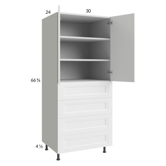 RTA Harbor White 30" x 71-1/4" Utility Cabinet with 2 Doors and 4 Drawers