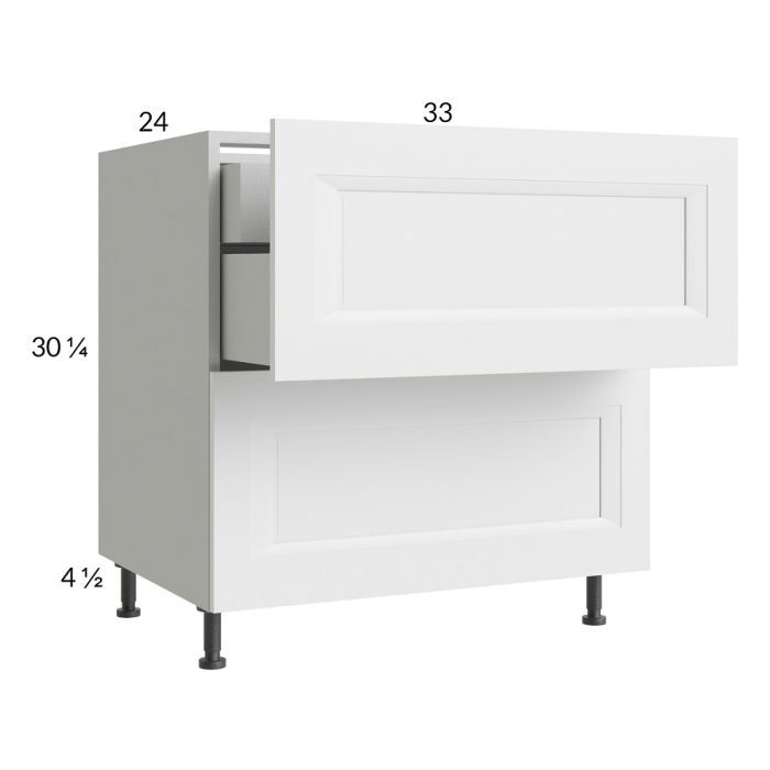 RTA Harbor White 33" 2-Drawer Base Cabinet with 1 Inner Drawer