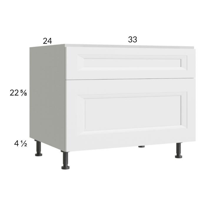 RTA Harbor White 33" 2-Drawer Desk Base Cabinet with 2 FInished End Panels