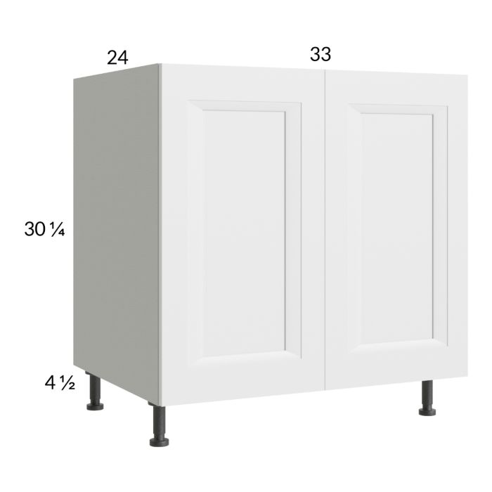 RTA Harbor White 33" Full Height Door Sink Base Cabinet with 1 Finished End Panel