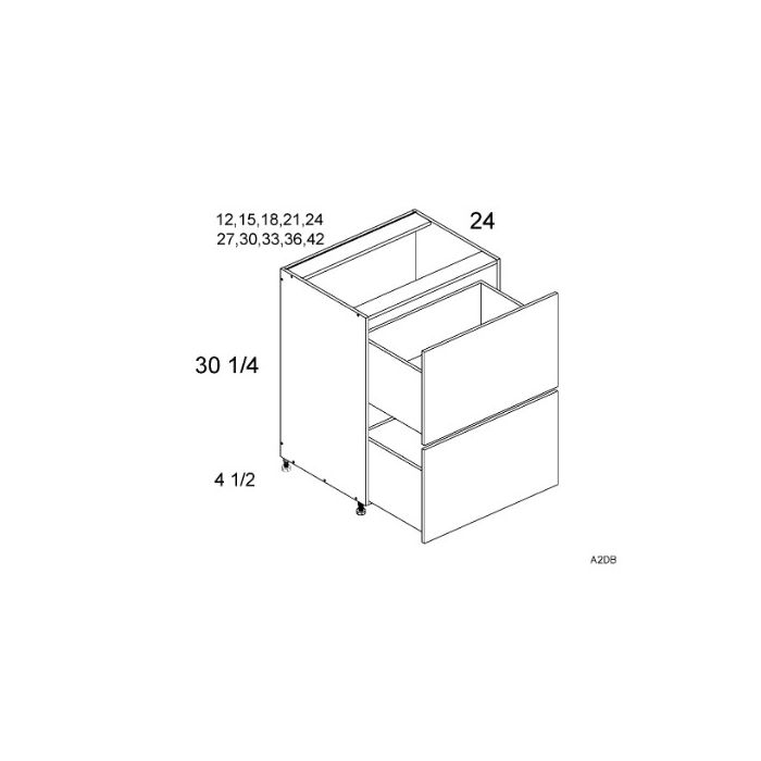 RTA Harbor White 36" 2-Drawer Base Cabinet