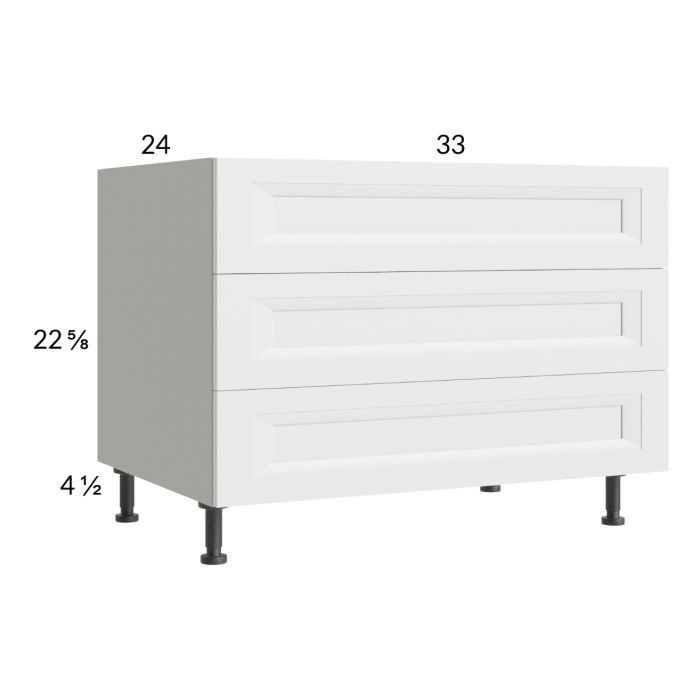 RTA Harbor White 36" 3-Drawer Desk Base Cabinet