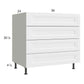 RTA Harbor White 36" 3-Drawer Range Base with 1 False Drawer Front