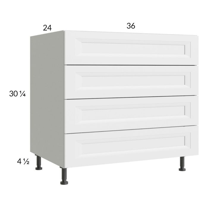 RTA Harbor White 36" 3-Drawer Range Base with 1 False Drawer Front