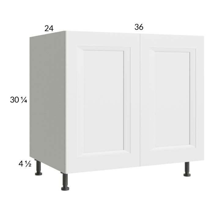 RTA Harbor White 36" Full Height Door Sink Base Cabinet with 1 Finished End Panels