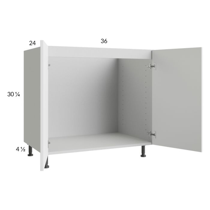 RTA Harbor White 36" Full Height Door Sink Base Cabinet with 1 Finished End Panels