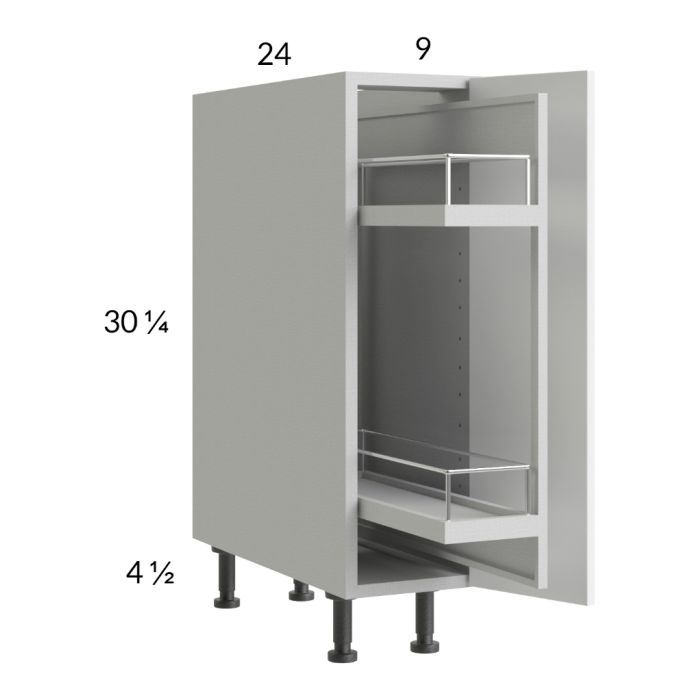 RTA Harbor White 9" Full Height Door Base Pullout Cabinet with 1 Finished End Panel