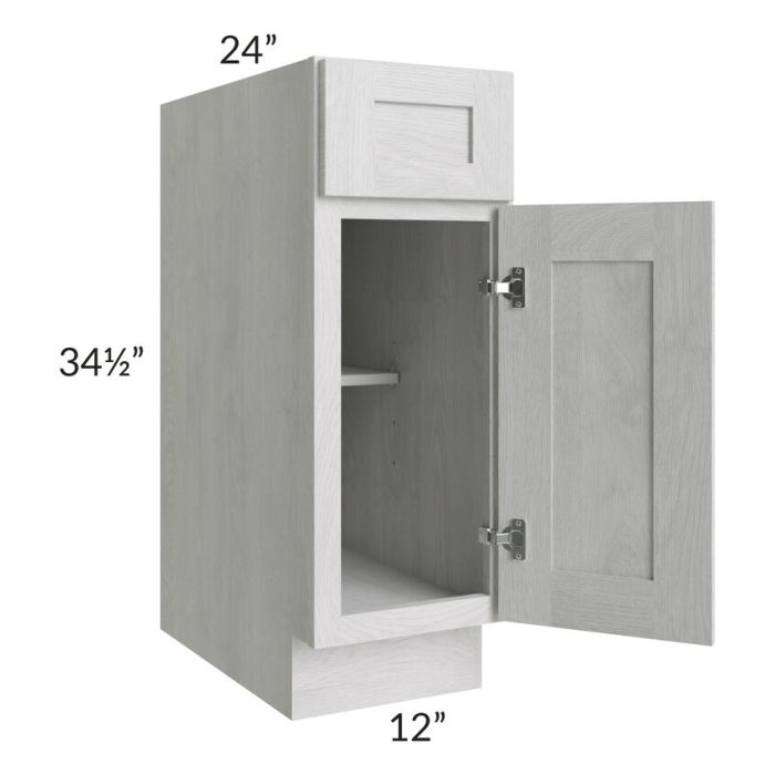 RTA Heather Grey Shaker 12" Base Cabinet with 1 Decorative End Panel