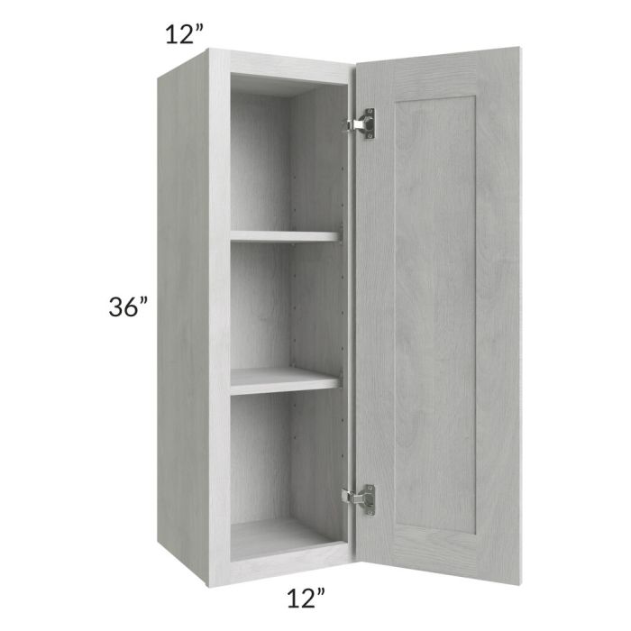 RTA Heather Grey Shaker 12" x 36" Wall Cabinet with 2 Decorative End Panels