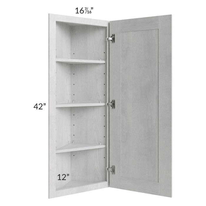RTA Heather Grey Shaker 12" x 42" Angle Wall Cabinet