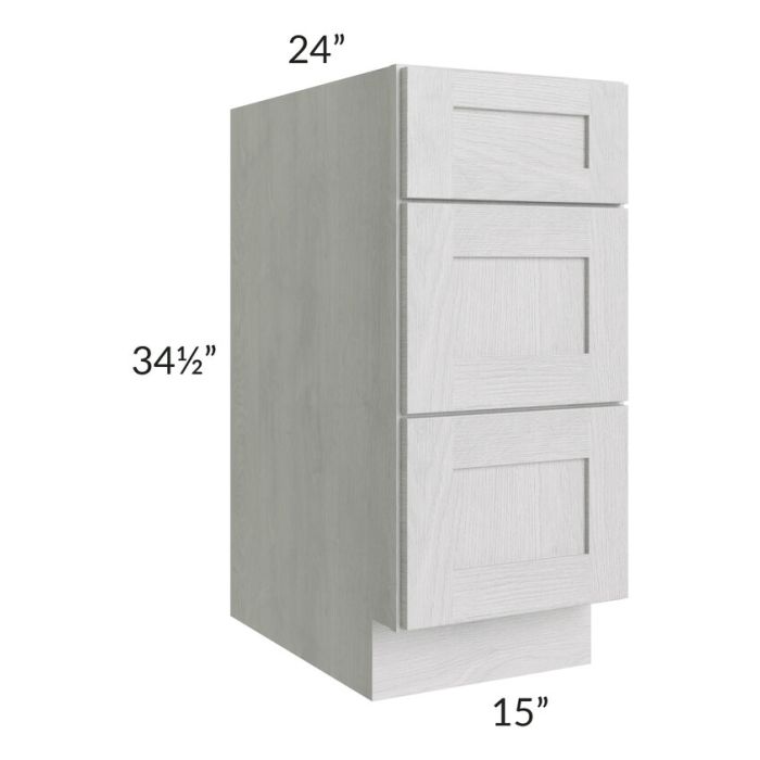 RTA Heather Grey Shaker 15" Drawer Base Cabinet with 1 Decorative End Panel