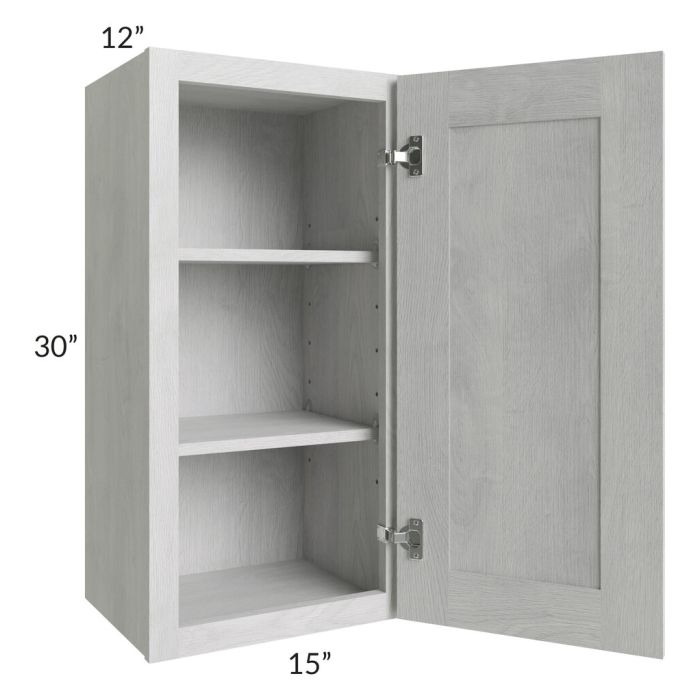 RTA Heather Grey Shaker 15" x 30" Wall Cabinet with 2 Decorative End Panels