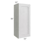 RTA Heather Grey Shaker 15" x 36" Wall Cabinet with 1 Decorative End Panel and Glass Door