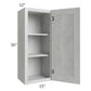 RTA Heather Grey Shaker 15" x 36" Wall Cabinet with 1 Decorative End Panel and Glass Door