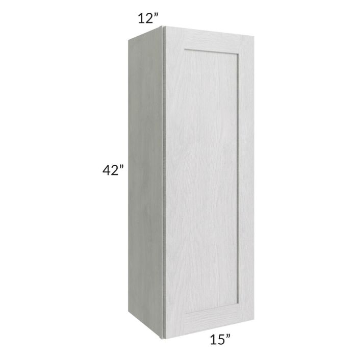 RTA Heather Grey Shaker 15" x 42" Wall Cabinet with Mullion Glass Door