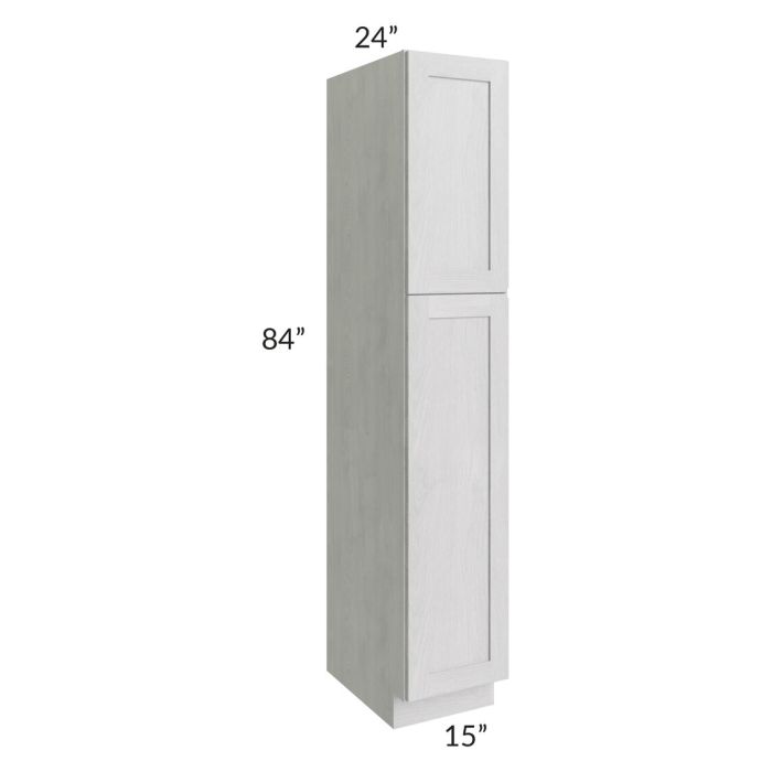 RTA Heather Grey Shaker 15" x 84" Wall Pantry with 3 Roll Out Trays and 2 Decorative Panels