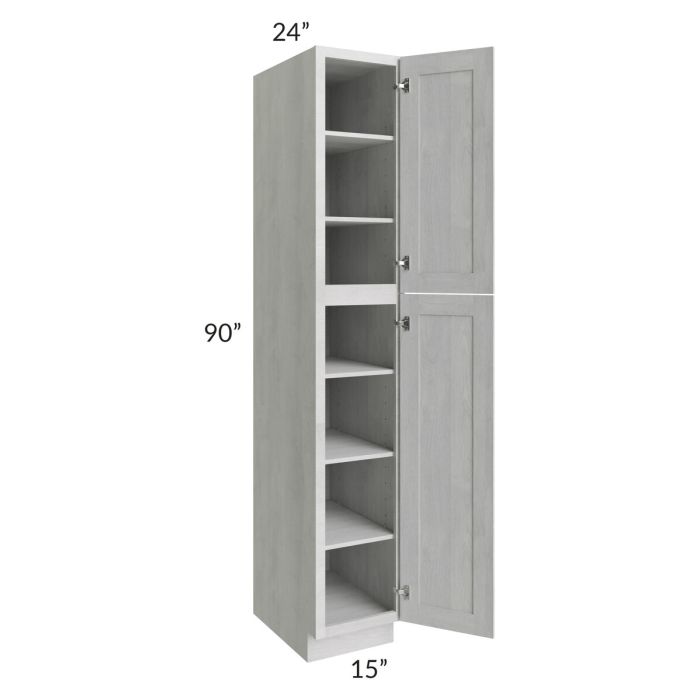 RTA Heather Grey Shaker 15" x 90" Wall Pantry with 2 Roll Out Trays