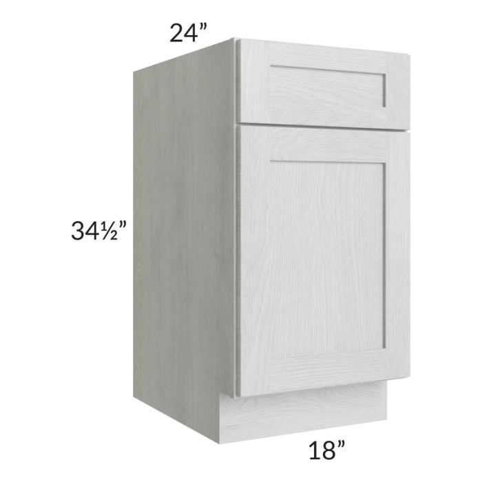 RTA Heather Grey Shaker 18" Base Cabinet with 1 Roll Out Tray and 2 Decorative End Panels