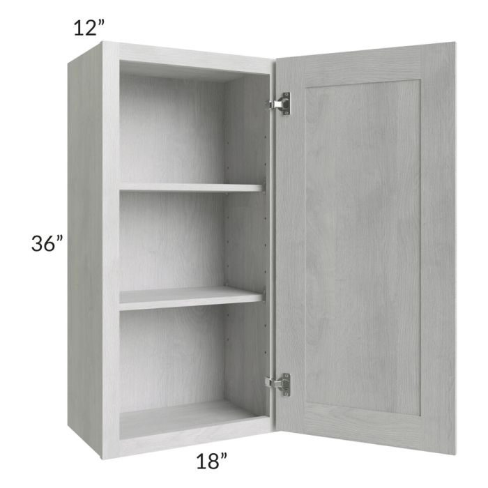 RTA Heather Grey Shaker 18" x 36" Wall Cabinet with 1 Decorative End Panel
