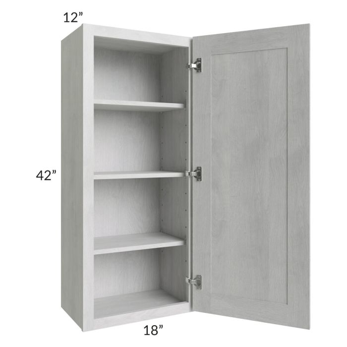 RTA Heather Grey Shaker 18" x 42" Wall Cabinet with Glass Door