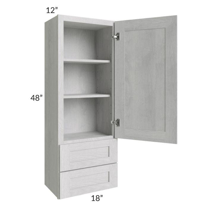 RTA Heather Grey Shaker 18" x 48" Wall Cabinet With Drawers