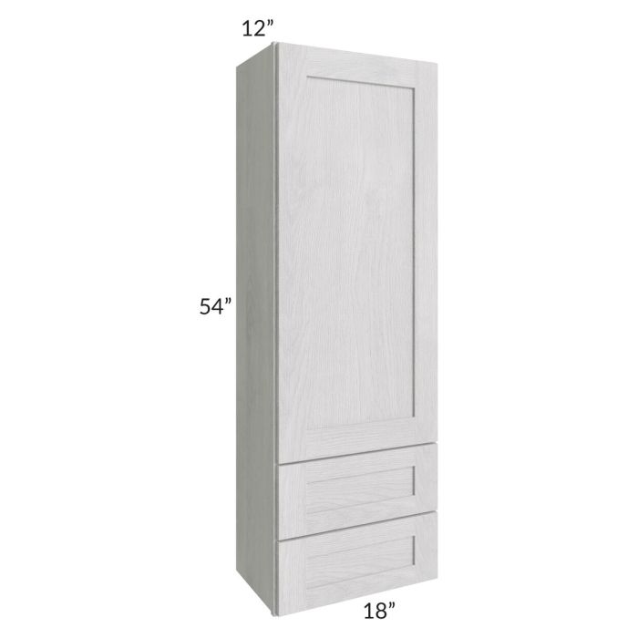 RTA Heather Grey Shaker 18" x 54" Wall Cabinet With Drawers with Glass Door